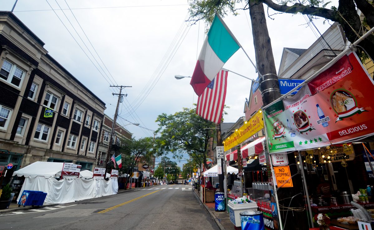 A street in Cleveland’s Little Italy lined with food stalls selling Italian cuisine