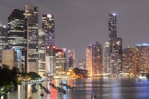 Brisbane's night skyline depicting an overview of the CBD