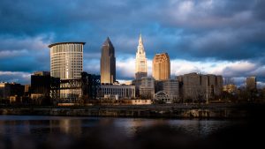 A stunning view of Cleveland’s CBD skyline which also contains the Terminal Tower