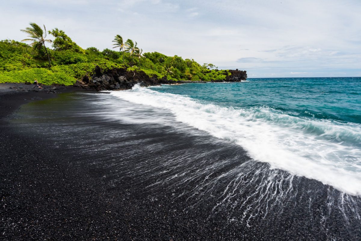 Black sand beaches in Hawaii