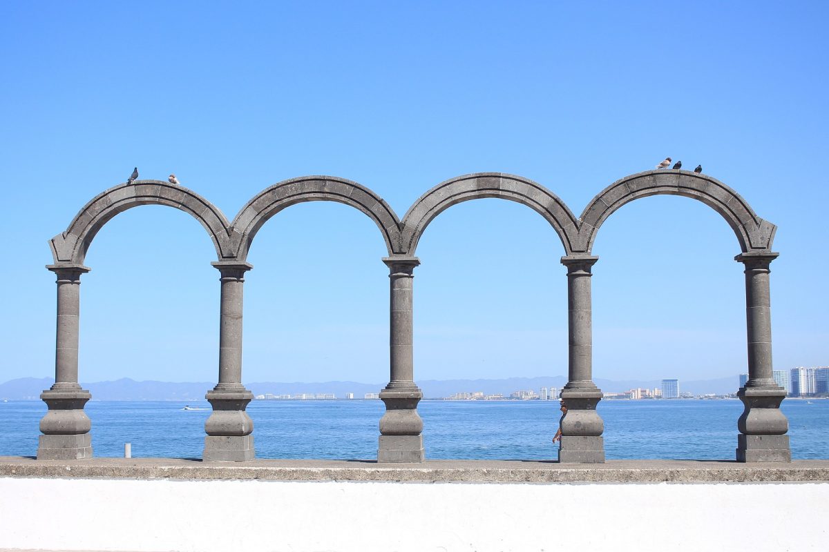 The four stone arches at the Arches Amphitheatre are symbols of Puerto Vallarta