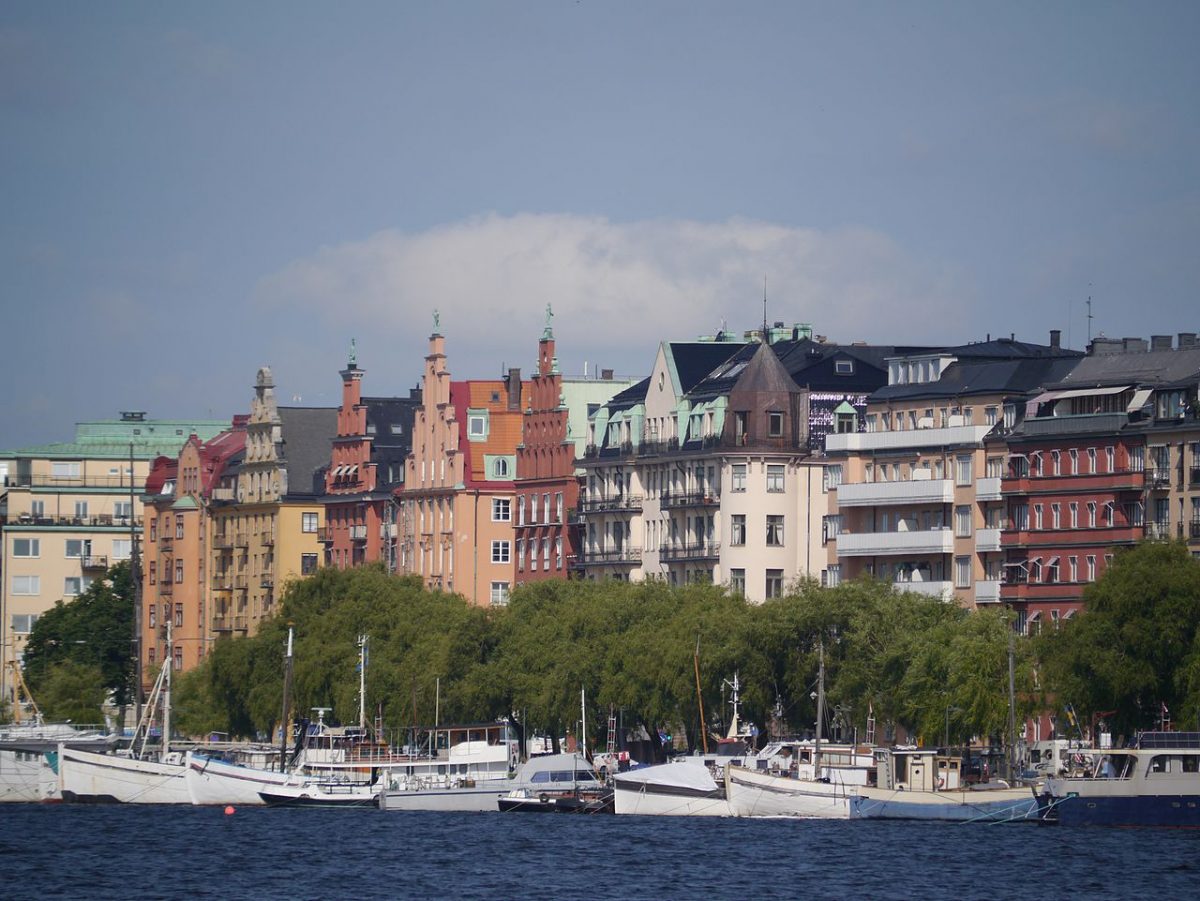 Kungsholmen, scenic view of ocean waters, boats and lovely buildings on the residential island Kungsholmen, scenic view of ocean waters, boats and lovely buildings on the residential island