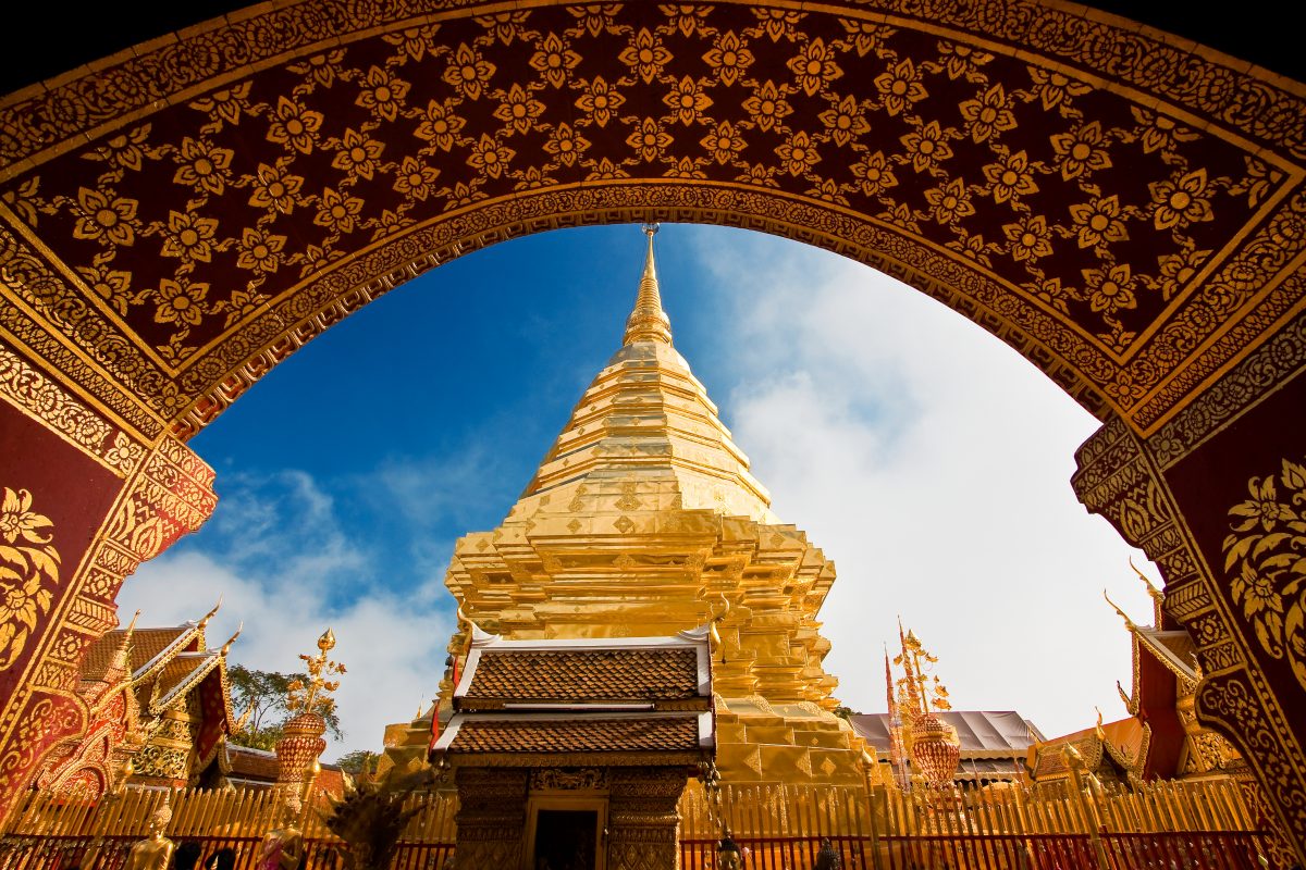 Golden Lanna style temple in Chiang Mai, Thailand