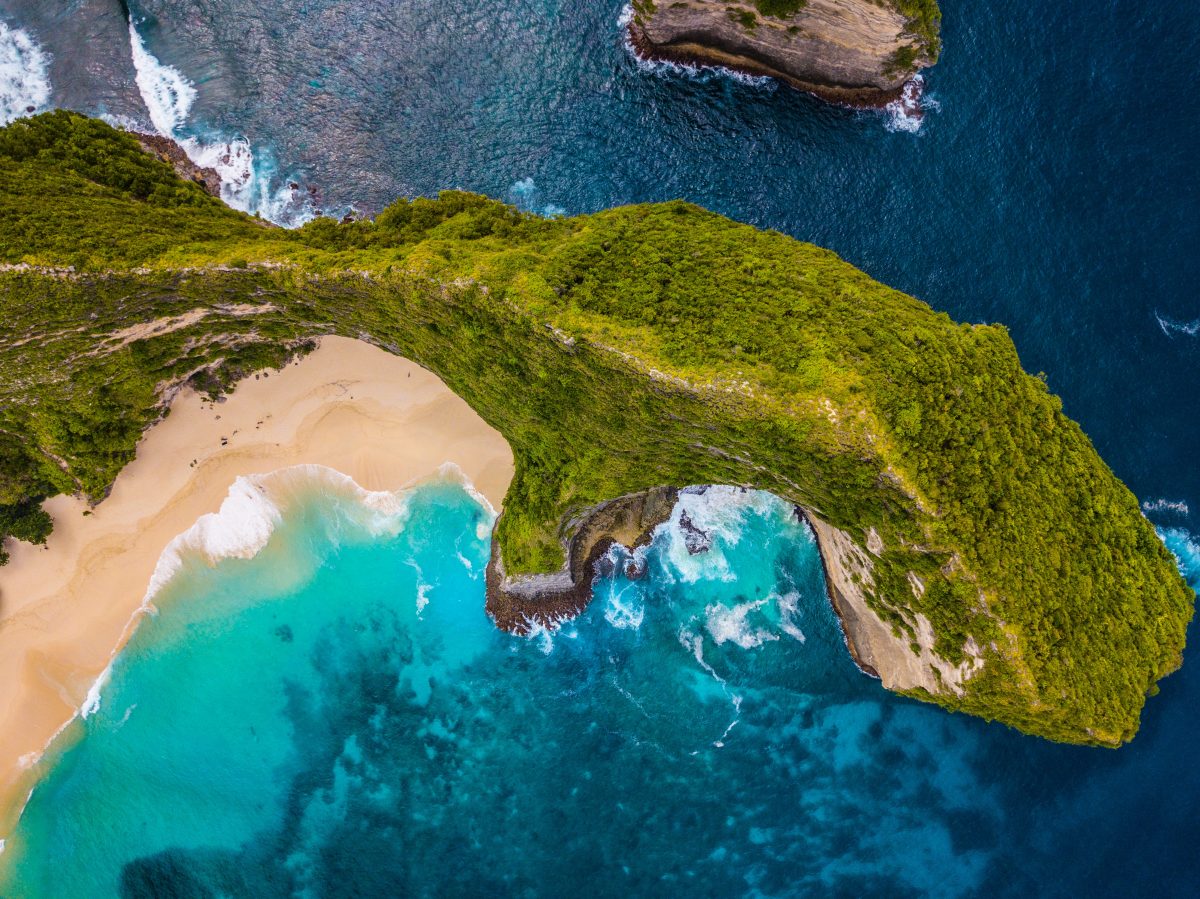 Bird's eye view of Kelingking Beach Bali