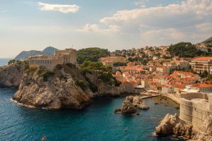 Fortress view with blue sea of Dubrovnik Croatia