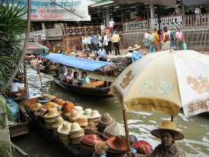 Hats on a floating market