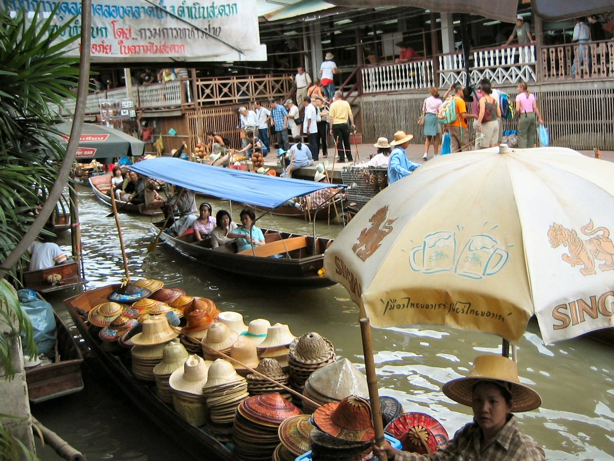 Hats on a floating market