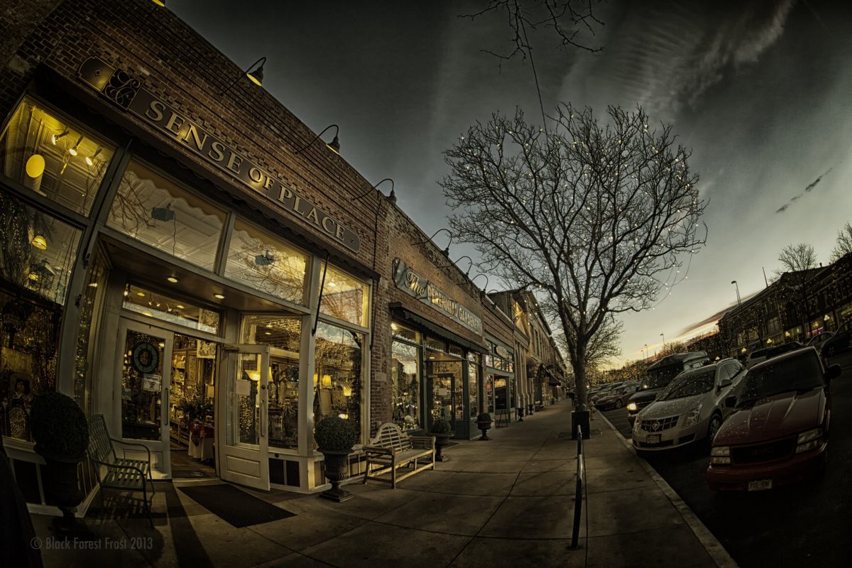 Downtown Fort Collins at dusk