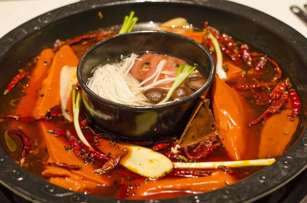 Chinese hot pot with broth