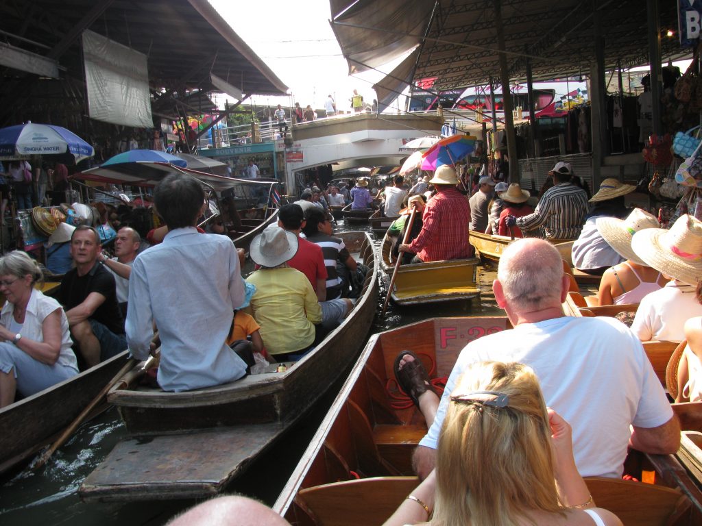 Crowded floating market