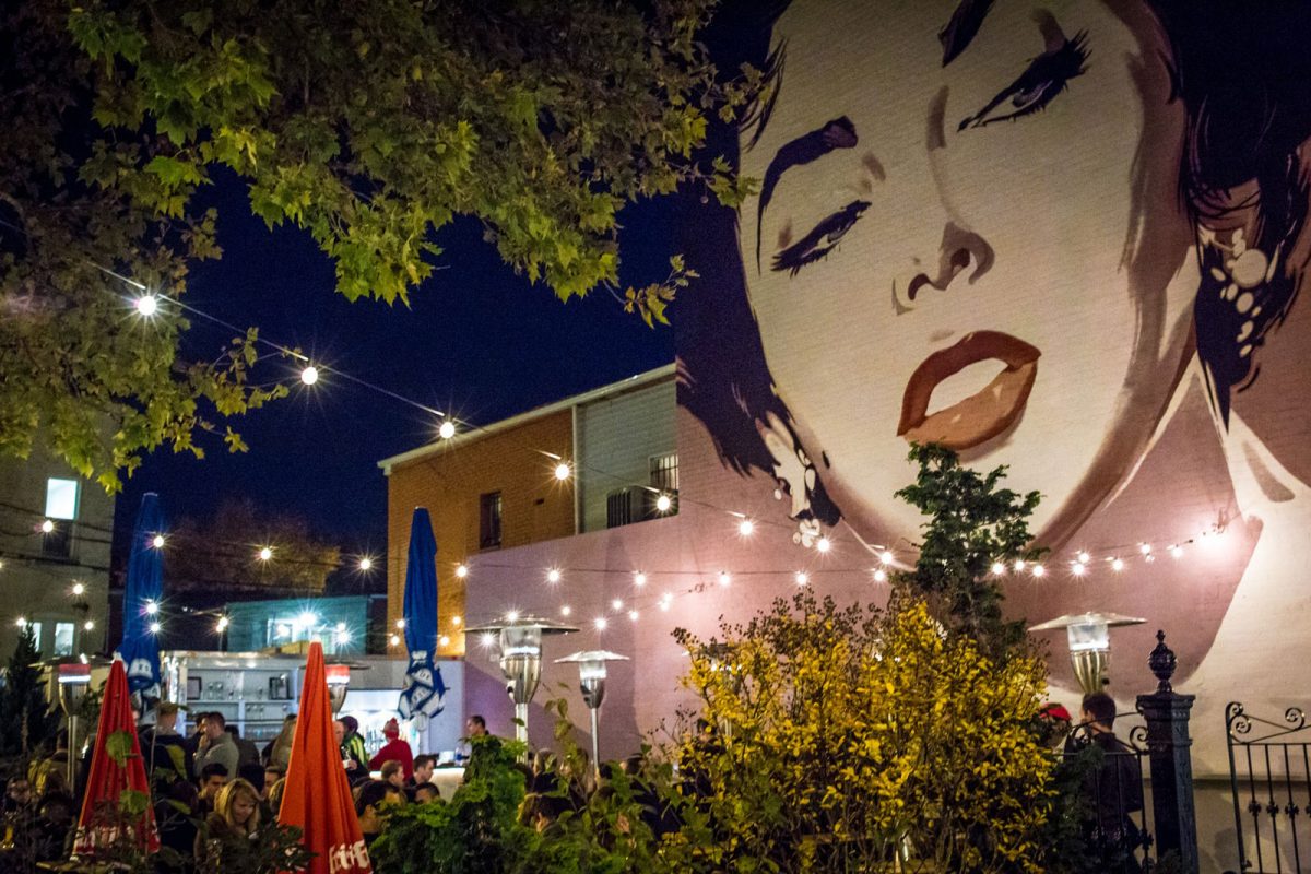 Outdoor seating at Dacha Beer Garden