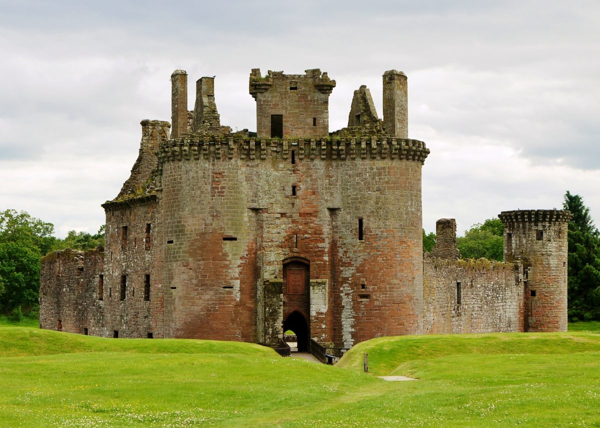 In the South of Dumfries lies the very peculiar looking Caerlaverock Castle. 