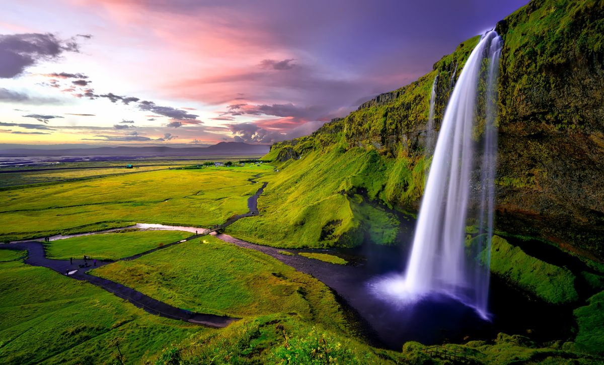 Seljalandsfoss during sunset