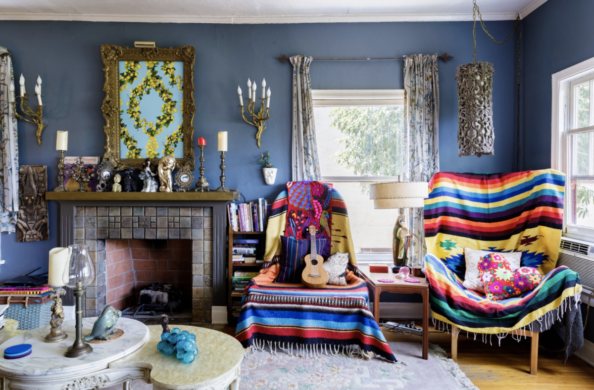 Los Angeles Airbnb, colourful living room