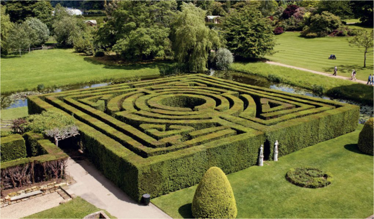 Enjoy the challenge of finding the best way out of the sculpted hedges of the 100-year old Yew Maze