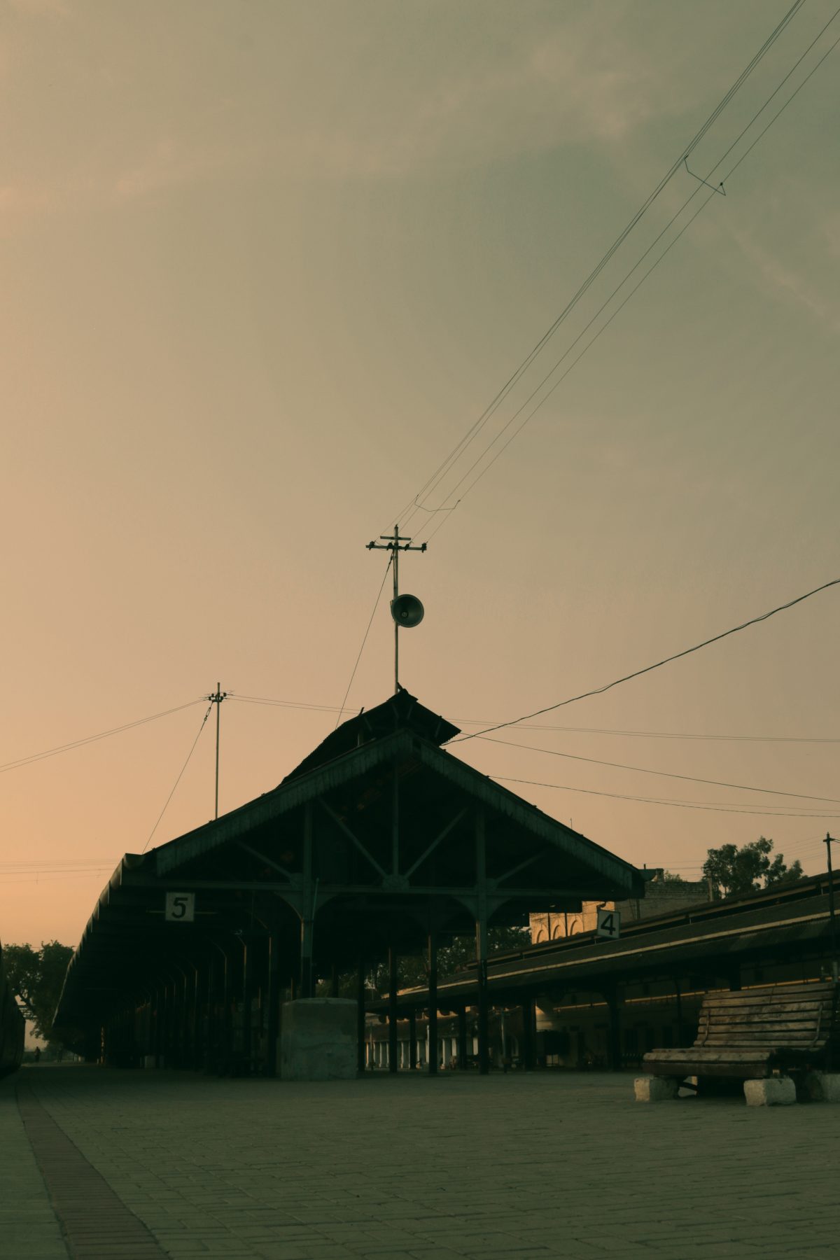 Trolley station at dusk