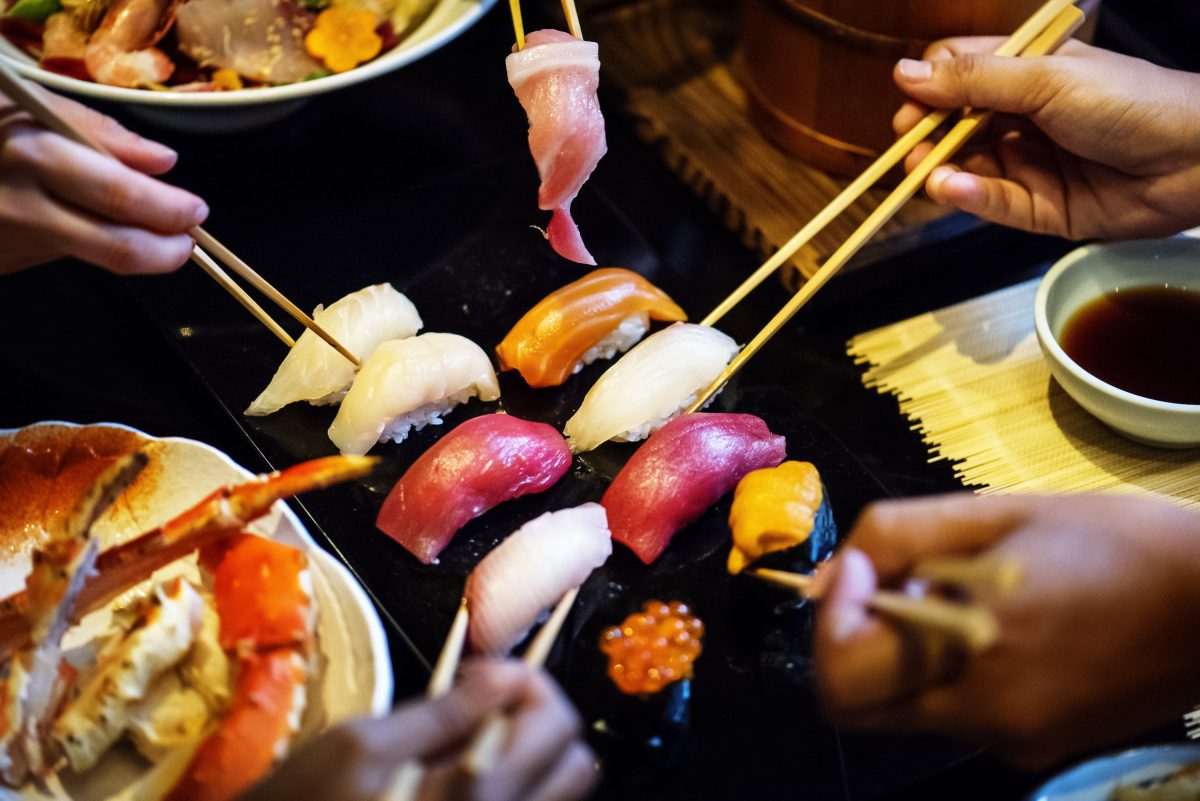 Sushi and chopsticks