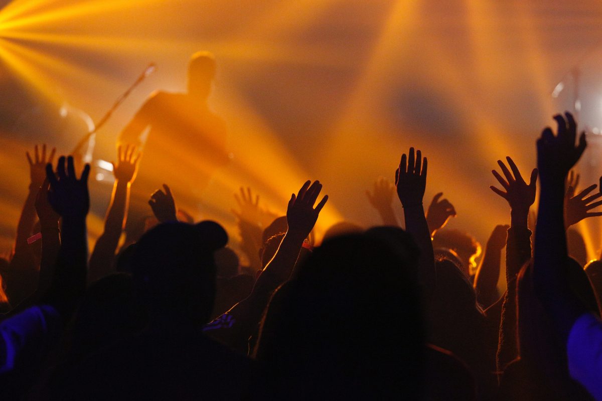 Crowd dancing at live music show