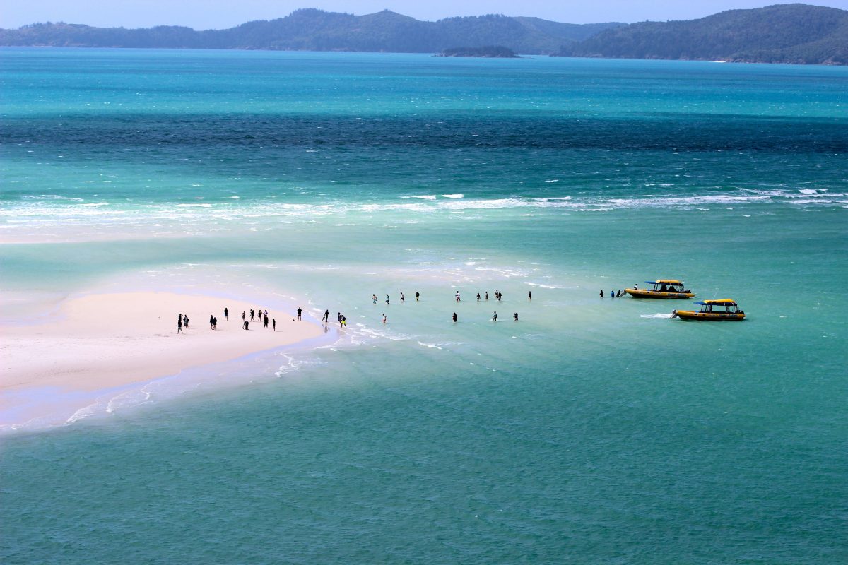 Whitehaven beach with pure white silica beach in Australia