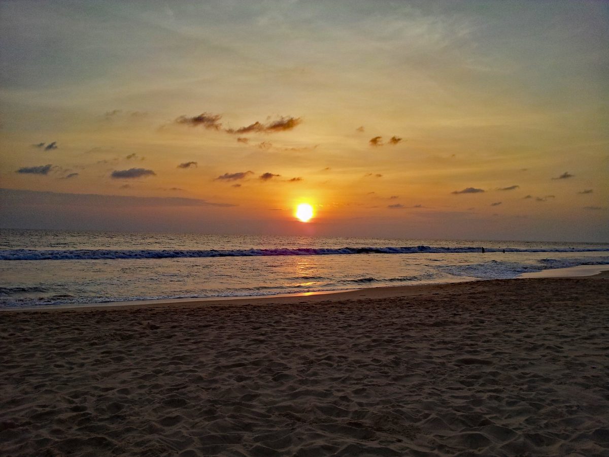 A view of the sunset in Hikkaduwa Beach, Sri Lanka