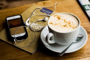 Listening Podcast while having a cup of coffee