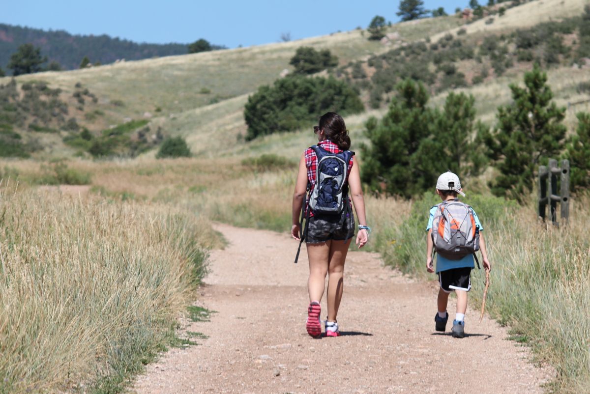 Two children hiking in Fort Collins