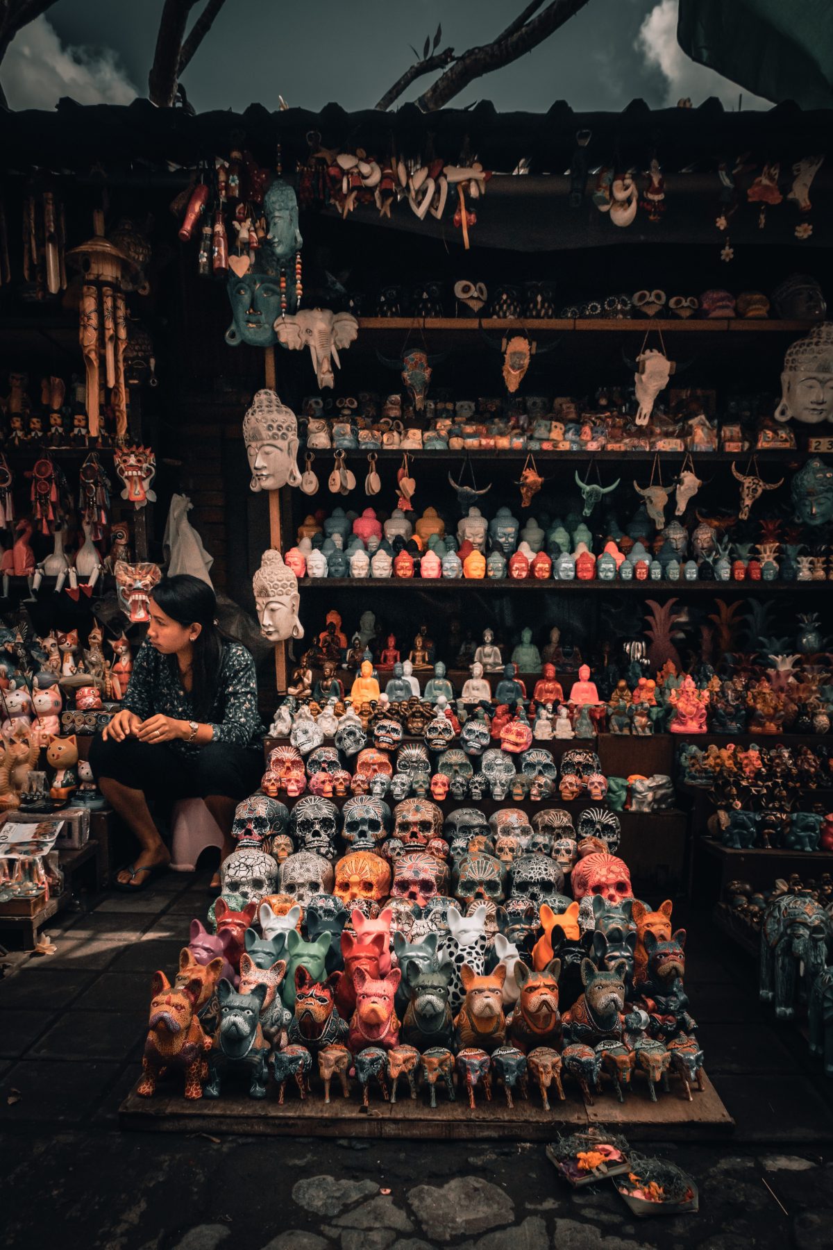 Souvenir shop at traditional Ubud Market, Bali Souvenir shop at traditional Ubud Market, Bali