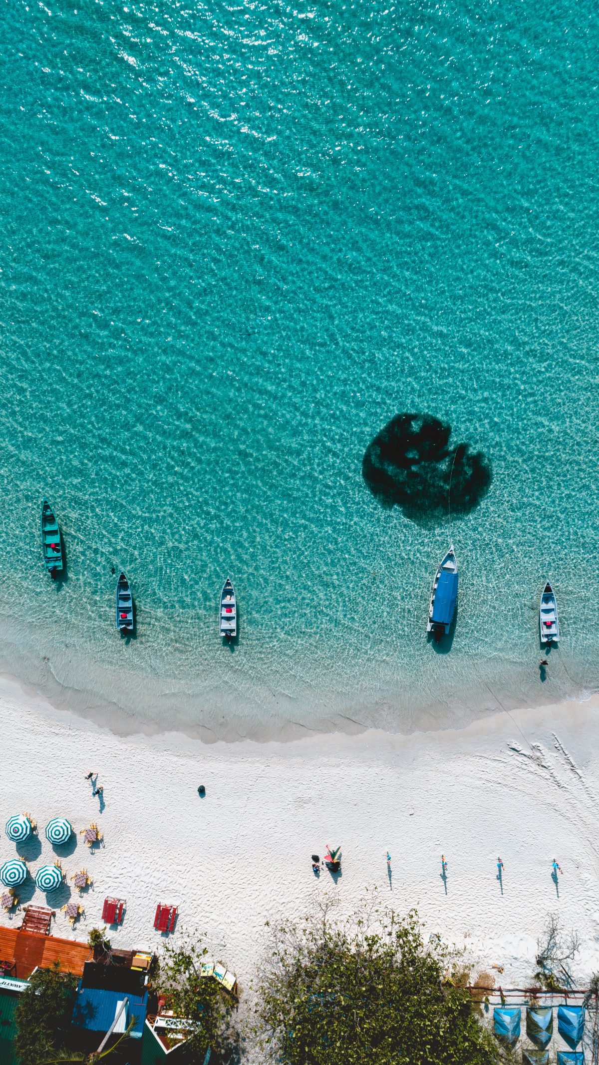 An aerial shot of one of the Perhentian Islands in Malaysia