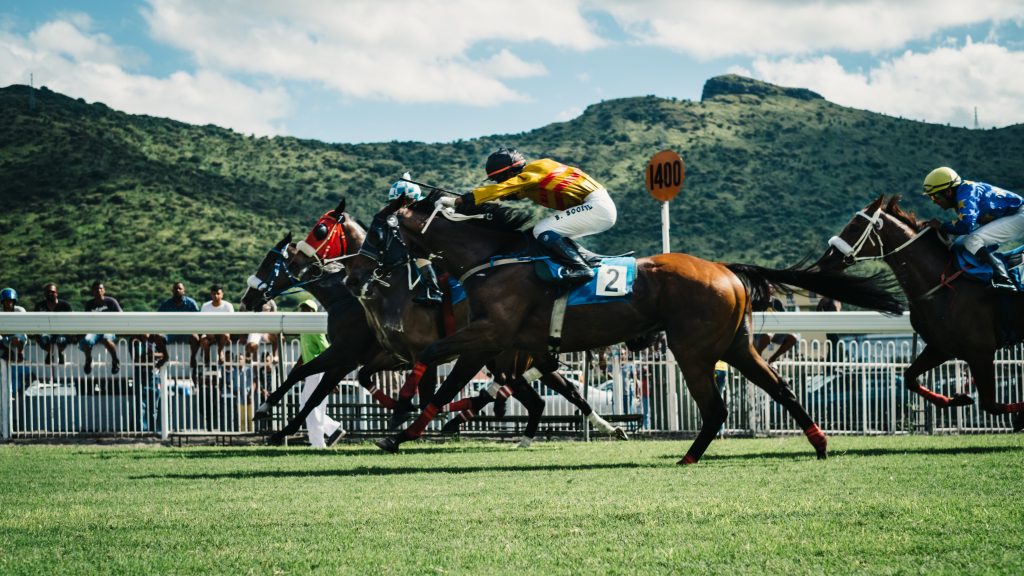 Horse race at Champ de Mars Racecourse in Mauritius