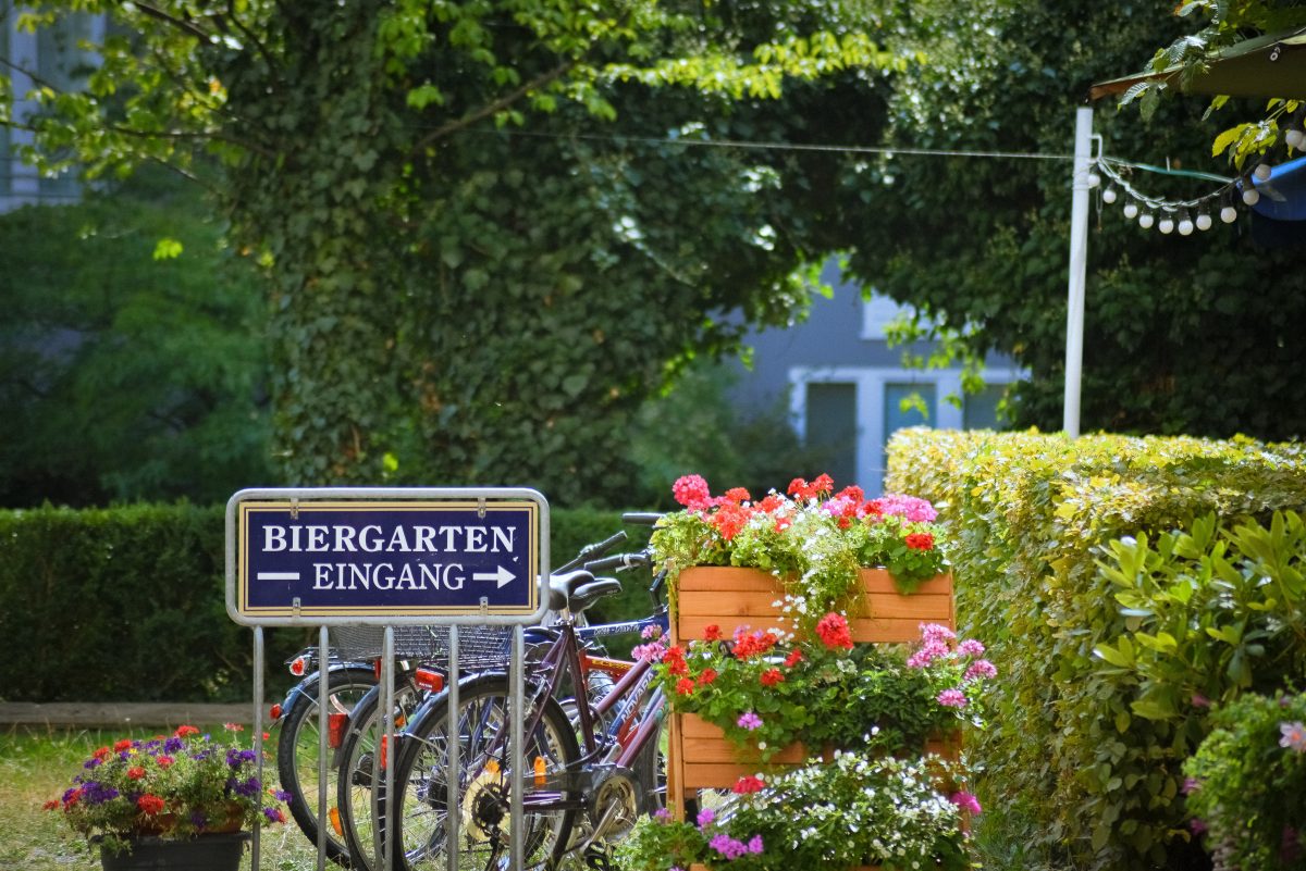 German beer garden during Oktoberfest