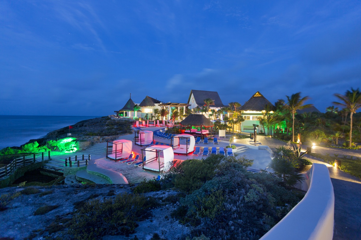 aerial view of Kore Tulum Retreat and SPA Resort at night