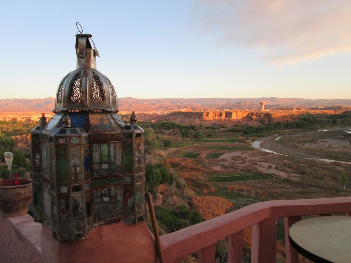 Lantern sitting at the edge of a balcony in Rabat Lantern sitting at the edge of a balcony in Rabat