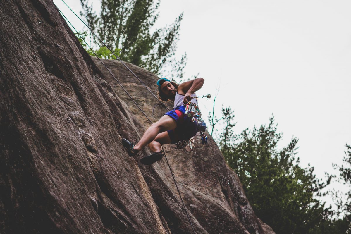 A man rock climbing