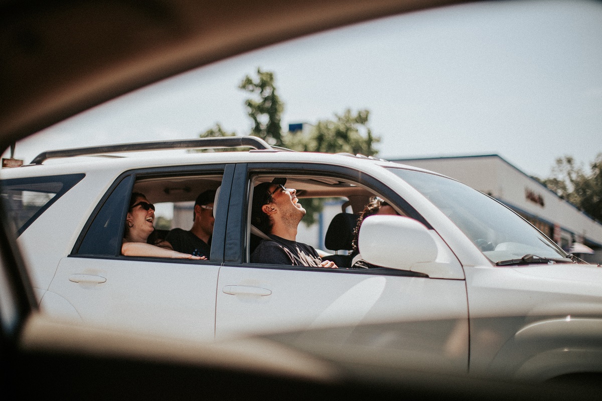 A group traveling in a private car