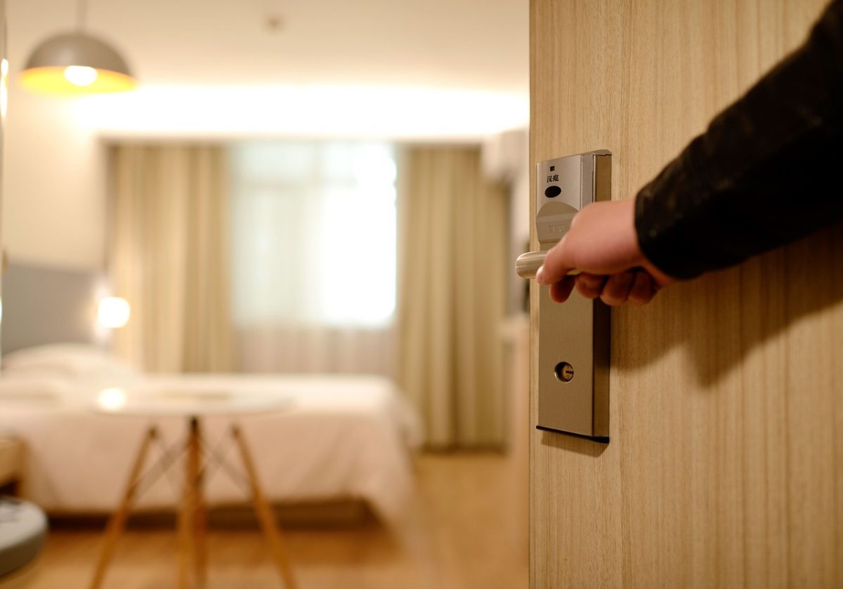 Guest entering a hotel room