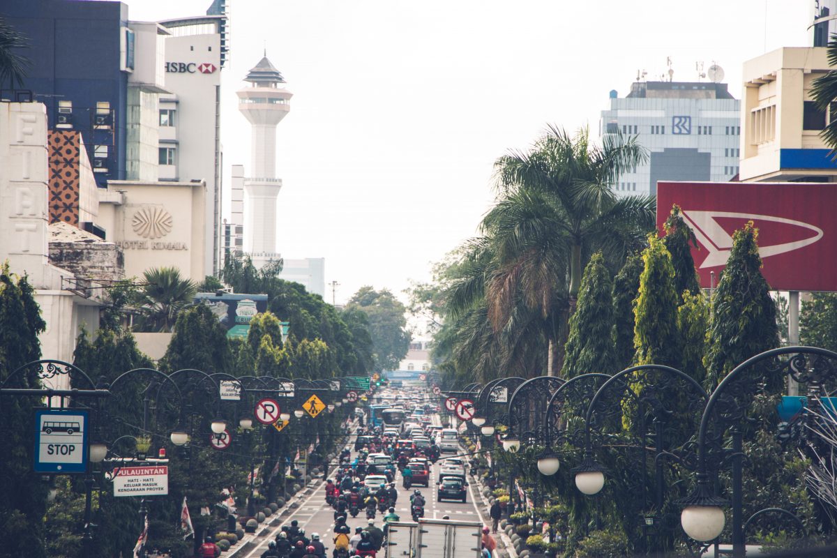 Bandung busy traffic during business hour in the morning Bandung busy traffic during business hour in the morning