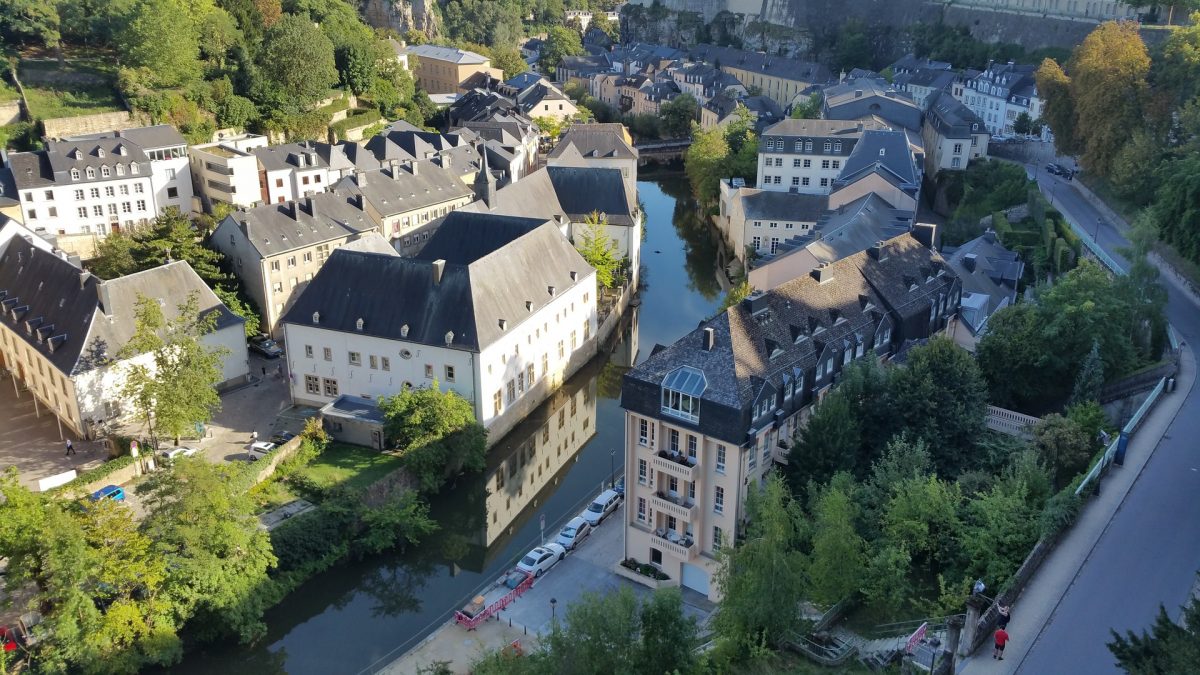 An aerial view of Luxembourg City