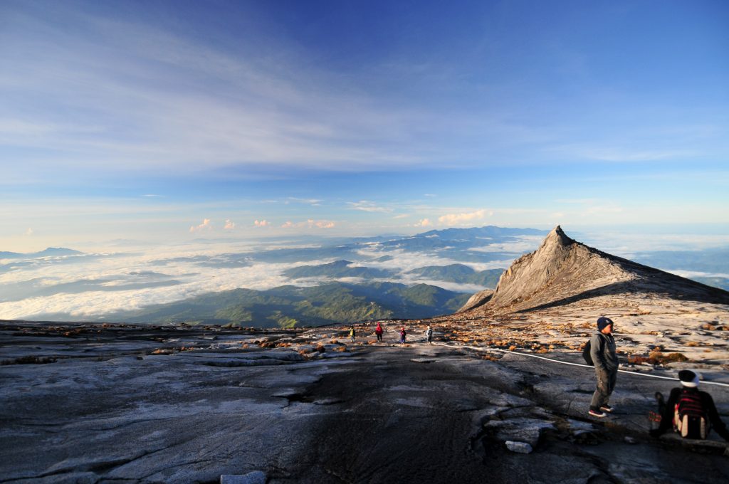 Panoramic view of the Mount Kinabalu Summit on a clear blue sky Panoramic view of the Mount Kinabalu Summit on a clear blue sky