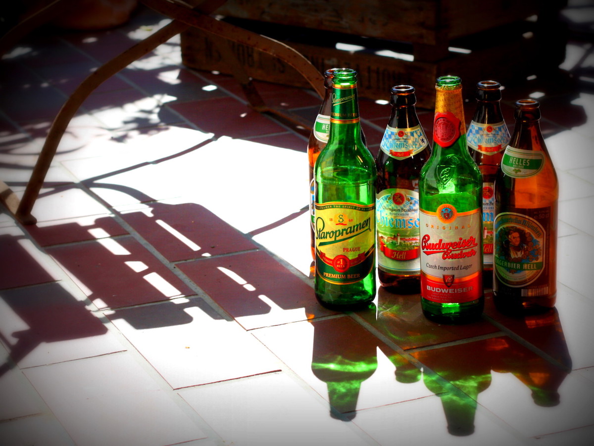 Empty German bottles of beer