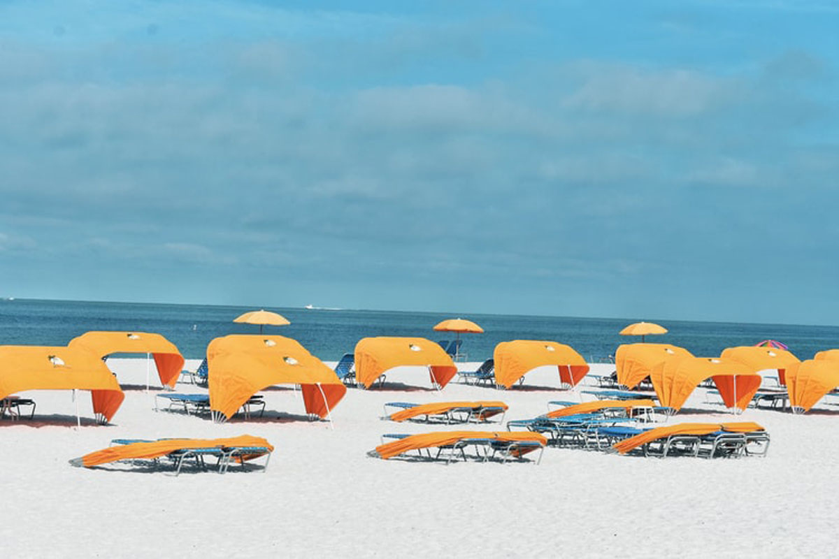 Plenty of beach canopies on the beach