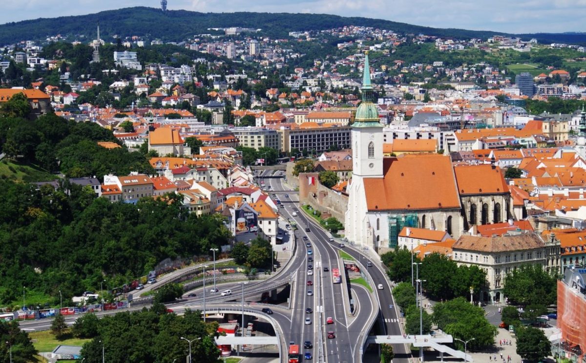 Brastislava highway next to the St.Martin Cathedral 