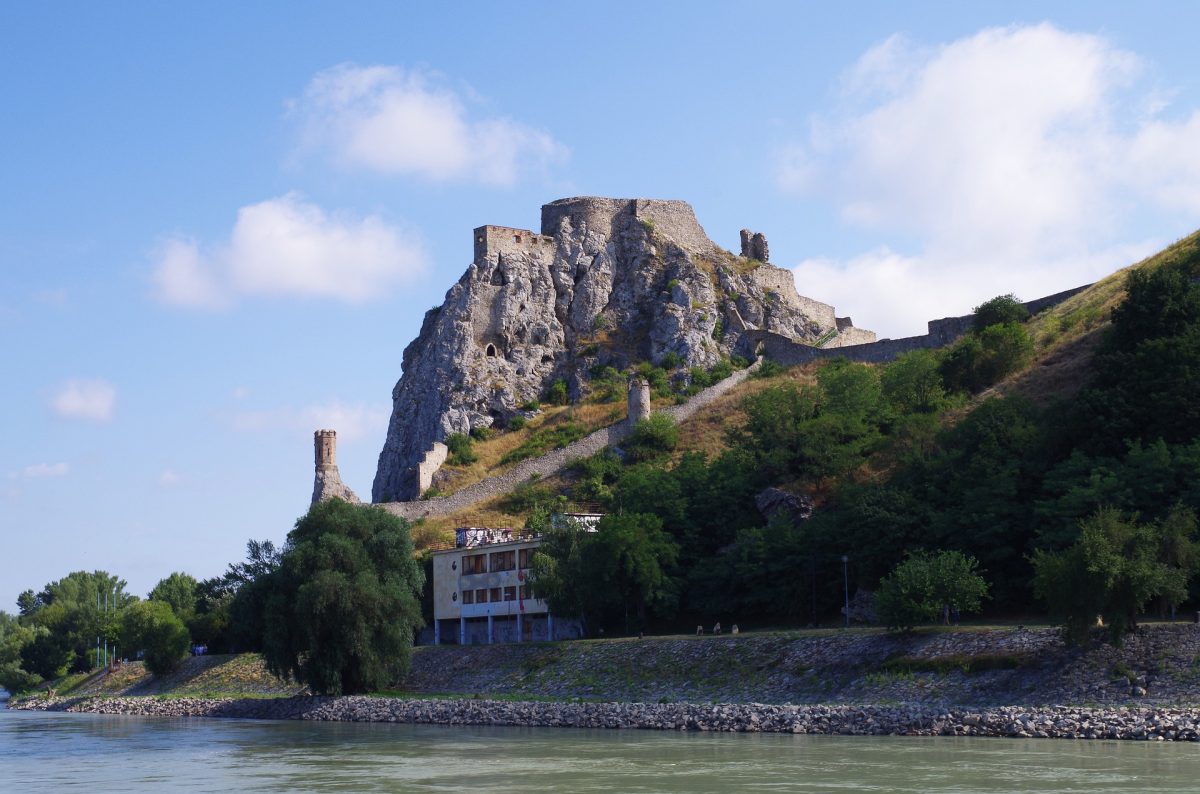 Devin Castle on a mountain beside the Slovakia's sea