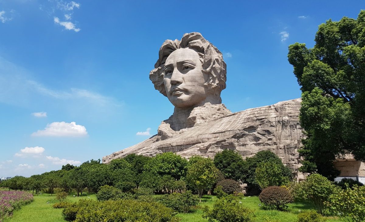 A massive human sculpture in Changsha Orange Island