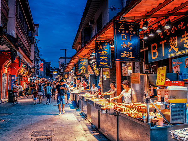 hubu lane, food stalls, wuhan