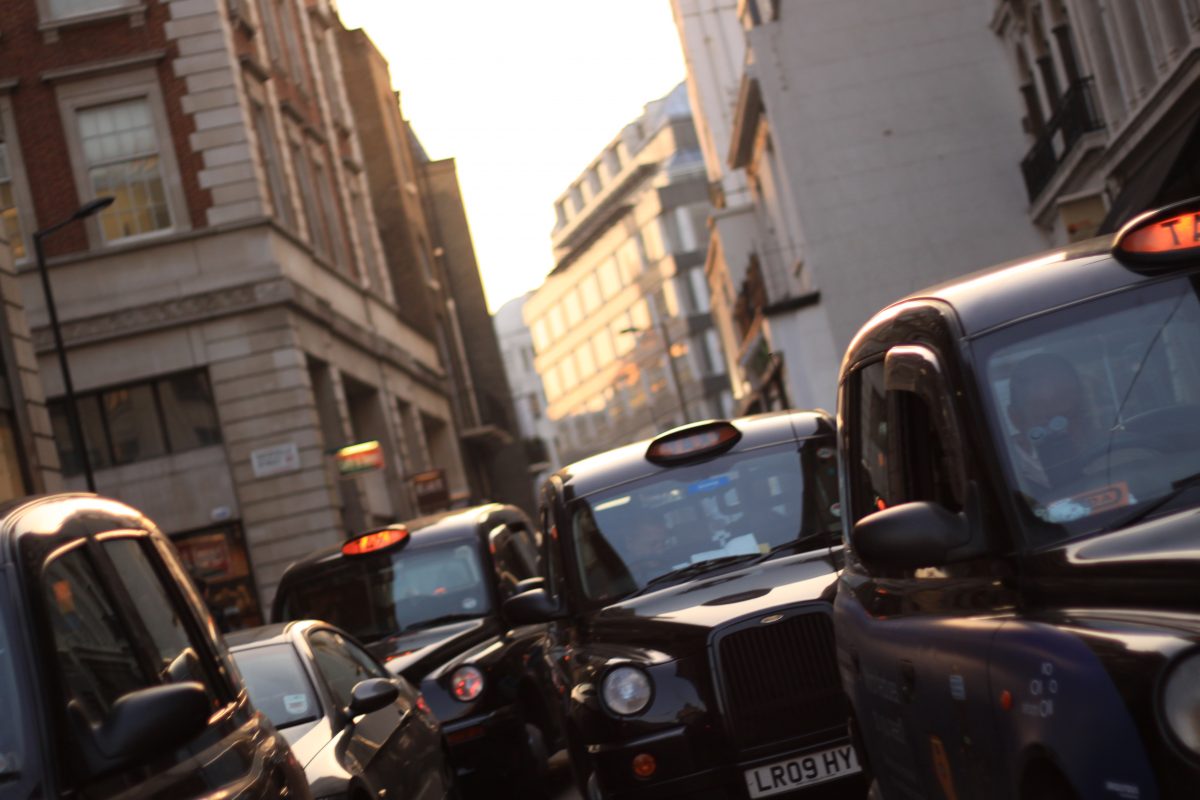 Black cabs in London, UK