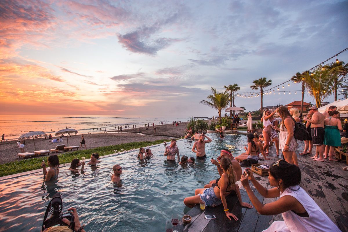 infinity pool facing canggu beach in Bali, Indonesia