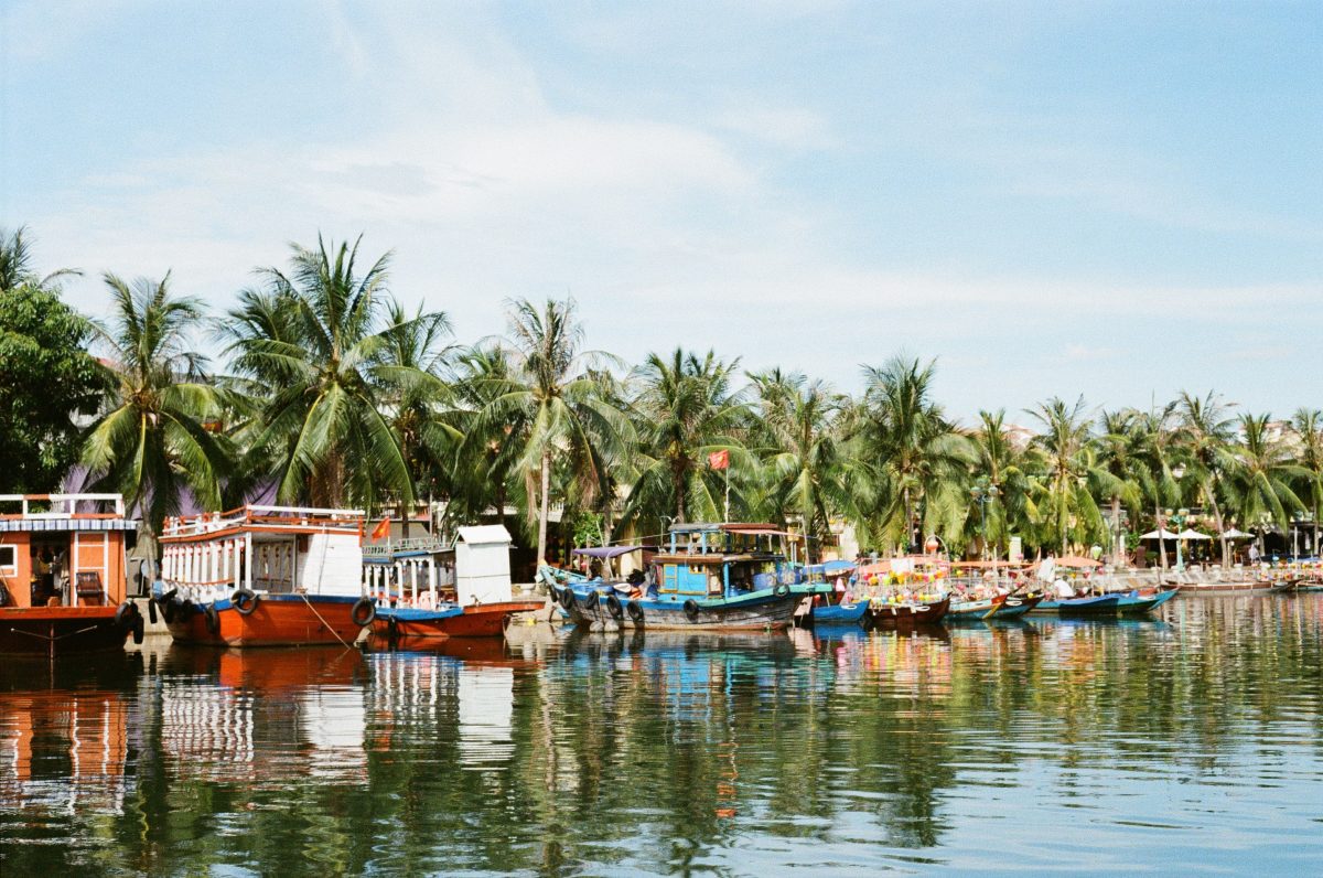 Hoi An River side with fisherman boat Hoi An River side with fisherman boat