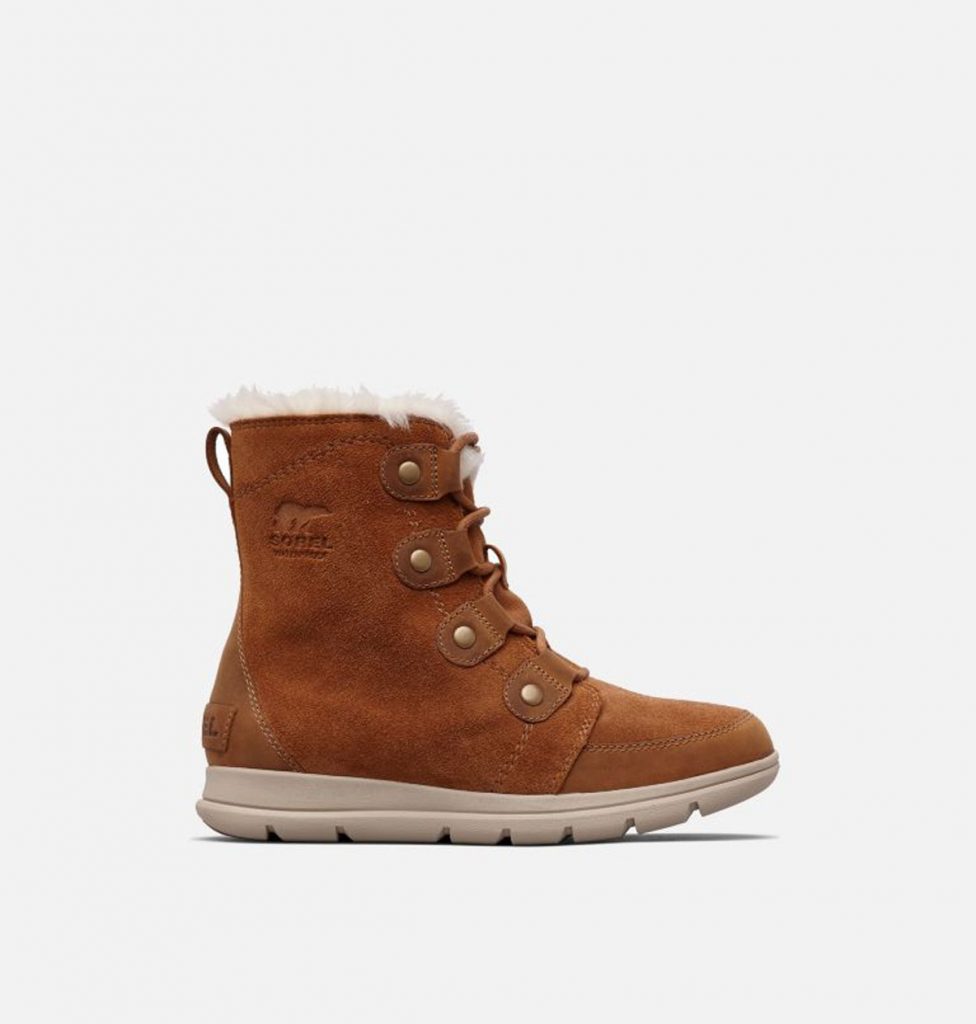 sorel explorer leather snow boots in dark red