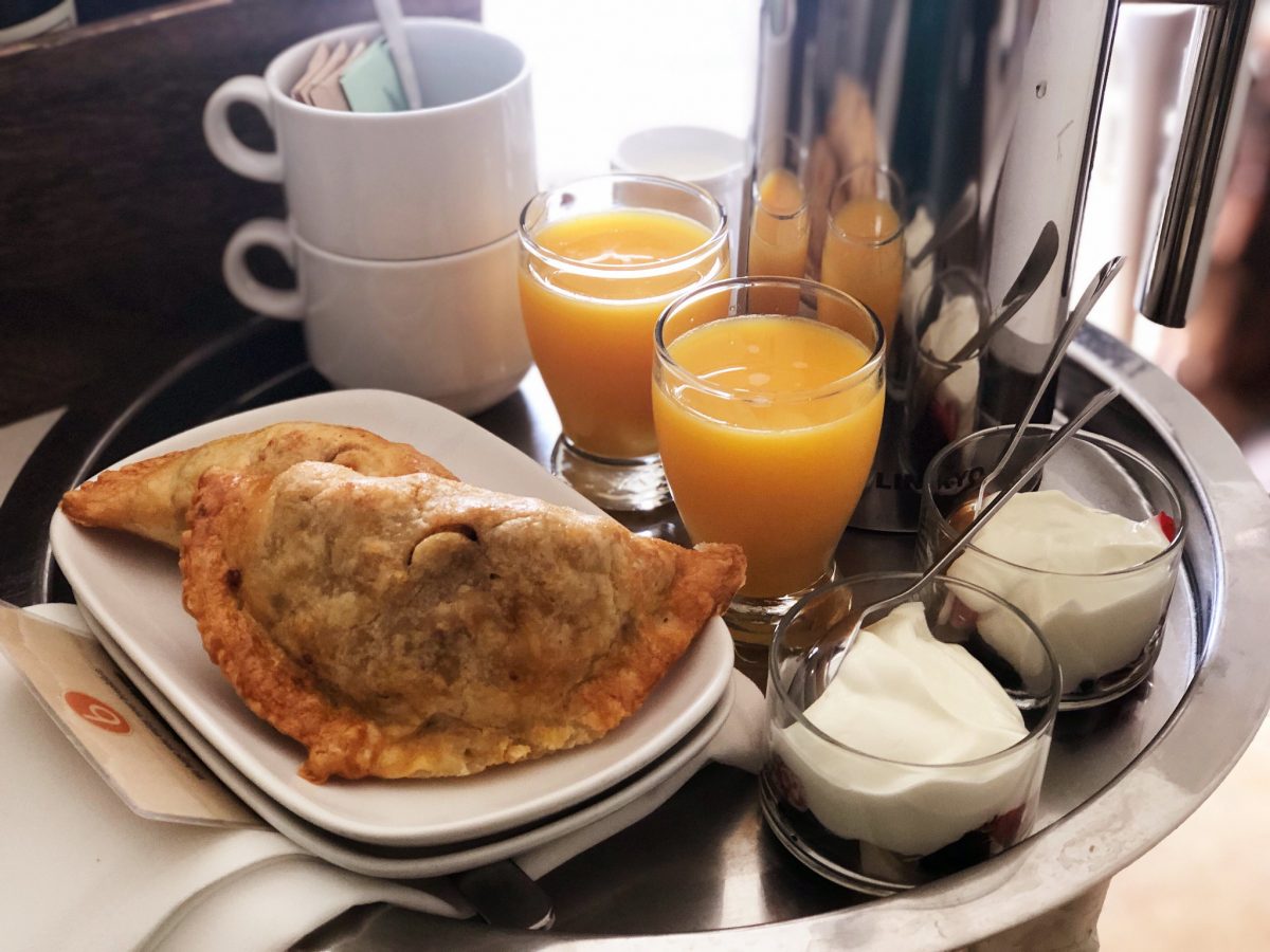 Breakfast room service at a hotel