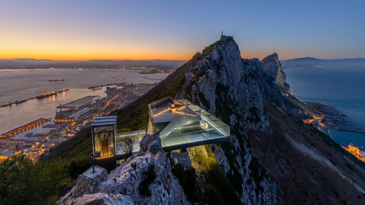 The latest attraction to open in Gibraltar, the Skywalk stands 340 meters above sea level and offers breathtaking 360º views of Gibraltar, Spain, and Africa. The latest attraction to open in Gibraltar, the Skywalk stands 340 meters above sea level and offers breathtaking 360º views of Gibraltar, Spain, and Africa.